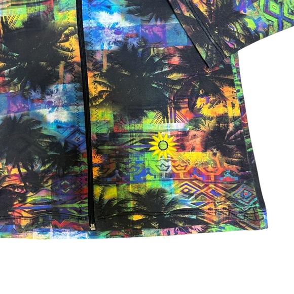 Margarita Supplex Activewear rainbow palm yoga Zip Hoodie Jacket Size 1 small - Picture 4 of 8